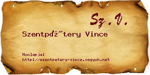 Szentpétery Vince névjegykártya