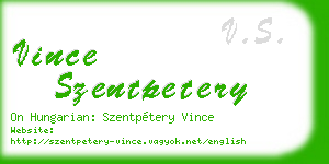 vince szentpetery business card
