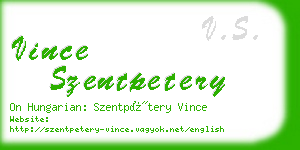 vince szentpetery business card